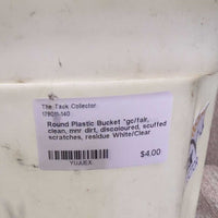 Round Plastic Bucket *gc/fair, clean, mnr dirt, discoloured, scuffed, scratches, residue
