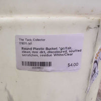 Round Plastic Bucket *gc/fair, clean, mnr dirt, discoloured, scuffed, scratches, residue
