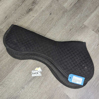 Shimmable Quilt & Non-Slip Half Pad, 2 Rear Shims *gc, loose stitching/threads, hairy, clean & mnr dirt?stains, sticky inside shims
