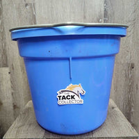Flat Back Plastic Bucket, handle *vgc, clean, stained, scuffed

