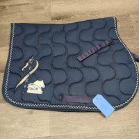 Thick Quilt Jumper Saddle Pad, piping *gc, clean, residue, puckers, rubs, pills, hairy, stains, shrunk, threads, older
