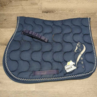 Thick Quilt Jumper Saddle Pad, piping *gc, clean, residue, puckers, rubs, pills, hairy, stains, shrunk, threads, older
