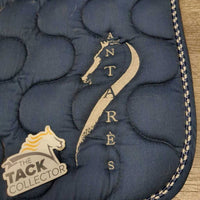 Thick Quilt Jumper Saddle Pad, piping *gc, clean, residue, puckers, rubs, pills, hairy, stains, shrunk, threads, older
