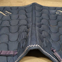 Thick Quilt Jumper Saddle Pad, piping *gc, clean, residue, puckers, rubs, pills, hairy, stains, shrunk, threads, older
