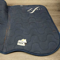 Thick Quilt Jumper Saddle Pad, piping *gc, clean, residue, puckers, rubs, pills, hairy, stains, shrunk, threads, older
