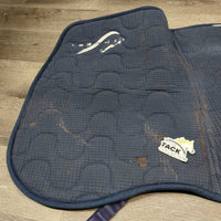 Thick Quilt Jumper Saddle Pad, piping *gc, clean, residue, puckers, rubs, pills, hairy, stains, shrunk, threads, older
