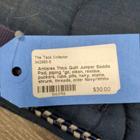 Thick Quilt Jumper Saddle Pad, piping *gc, clean, residue, puckers, rubs, pills, hairy, stains, shrunk, threads, older
