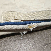 Quilt Jumper Saddle, piping "OUEA 2008" *gc/fair, clean, dingy, puckered, creased, holes, rubs, pills, stains, cut tabs, older
