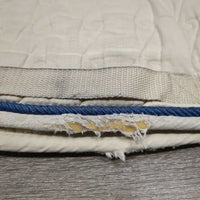 Quilt Jumper Saddle, piping "OUEA 2008" *gc/fair, clean, dingy, puckered, creased, holes, rubs, pills, stains, cut tabs, older
