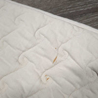 Quilt Jumper Saddle, piping "OUEA 2008" *gc/fair, clean, dingy, puckered, creased, holes, rubs, pills, stains, cut tabs, older
