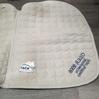 Quilt Jumper Saddle, piping "OUEA 2008" *gc/fair, clean, dingy, puckered, creased, holes, rubs, pills, stains, cut tabs, older
