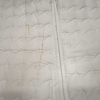 Quilt Jumper Saddle, piping "OUEA 2008" *gc/fair, clean, dingy, puckered, creased, holes, rubs, pills, stains, cut tabs, older
