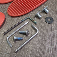 6 "Fish" Shims (2 thin, 2 medium, 2 thick), mesh bag, hardware: 1- washer, 2- screws, posts, 3- alan keys *vgc, mnr tear, dirt
