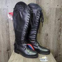 Front Lace Field Boots, zips, 38" Belt *new, creases, marks & scuffs
