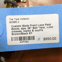 Front Lace Field Boots, zips, 38" Belt *new, v.mnr creases, marks & scuffs
