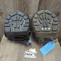 2 Hoof Boots, straps, box, manual, papers *older, 1- xc, mnr scuffs; 1- gc, cleaned, dirt, residue, rubs, scuffs
