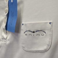 SS Show Shirt, 1/4 Button Up *gc, v.bubbled & crinkled collar, run
