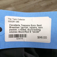 Euro Seat Breeches *gc/fair, repairs, torn pocket, v.faded, dry/cracking stickies
