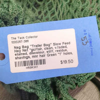 "Trailer Bag" Slow Feed Hay Net *gc/fair, clean, v.faded, stained, discolour, stiff, residue, shavings, mnr hair
