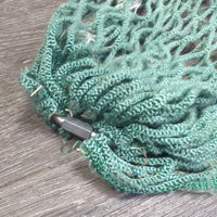 "Day Bag" Slow Feed Hay Net *gc, clean, tears, cuts, mnr hay, residue, stains, faded
