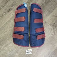Front & Hind Shipping Boots *gc, clean, older, faded, scuffs, snags, rubs, mnr tears, pills, clumpy, threads
