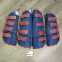 Front & Hind Shipping Boots *gc, clean, older, faded, scuffs, snags, rubs, mnr tears, pills, clumpy, threads
