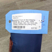 Front & Hind Shipping Boots *gc, clean, older, faded, scuffs, snags, rubs, mnr tears, pills, clumpy, threads

