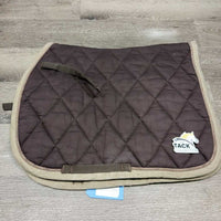 Thick Quilt Jumper Saddle Pad, piping *gc, clean, faded, rubs, holes, pills, older
