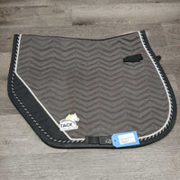 Quilt Jumper Saddle Pad, 2x piping *gc, clean, v.hairy, mnr pills, residue/film, rubs, pills

