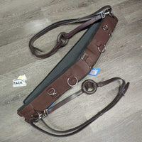 Padded Nylon Web & Neoprene Lungeing Surcingle, Girth/2x els & Leather/Donut Side Reins, 12 Rings *vgc/xc, clean, mnr dusty, scratches, edge rubs
