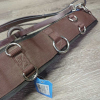 Padded Nylon Web & Neoprene Lungeing Surcingle, Girth/2x els & Leather/Donut Side Reins, 12 Rings *vgc/xc, clean, mnr dusty, scratches, edge rubs
