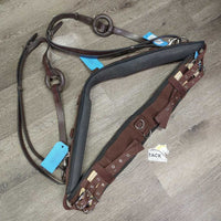 Padded Nylon Web & Neoprene Lungeing Surcingle, Girth/2x els & Leather/Donut Side Reins, 12 Rings *vgc/xc, clean, mnr dusty, scratches, edge rubs
