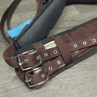 Padded Nylon Web & Neoprene Lungeing Surcingle, Girth/2x els & Leather/Donut Side Reins, 12 Rings *vgc/xc, clean, mnr dusty, scratches, edge rubs
