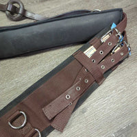Padded Nylon Web & Neoprene Lungeing Surcingle, Girth/2x els & Leather/Donut Side Reins, 12 Rings *vgc/xc, clean, mnr dusty, scratches, edge rubs
