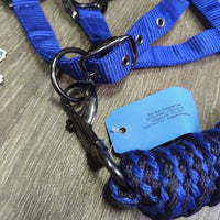 Fleece - Nylon Halter, adj, snap, braided nylon lead rope *like new/xc, v.mnr hair, threads

