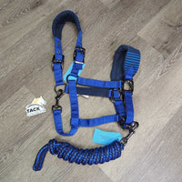 Fleece - Nylon Halter, adj, snap, braided nylon lead rope *like new/xc, v.mnr hair, threads

