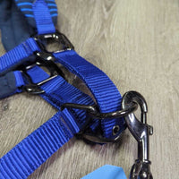 Fleece - Nylon Halter, adj, snap, braided nylon lead rope *like new/xc, v.mnr hair, threads
