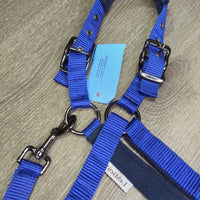 Fleece - Nylon Halter, adj, snap, braided nylon lead rope *like new/xc, v.mnr hair, threads
