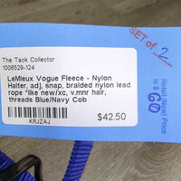 Fleece - Nylon Halter, adj, snap, braided nylon lead rope *like new/xc, v.mnr hair, threads
