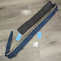 Lungeing Set of 4: Surcingle-11 Rings, girth, bit convertor, Lunge Line *vgc, clean & mnr dirt, stains, stretched fabric & holes
