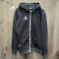 Hvy Sweatshirt Jacket, Zipper, Hood *gc, faded, clumpy, sm holes, residue, rubs, pills
