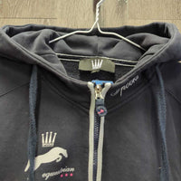 Hvy Sweatshirt Jacket, Zipper, Hood *gc, faded, clumpy, sm holes, residue, rubs, pills

