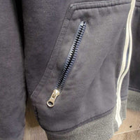 Hvy Sweatshirt Jacket, Zipper, Hood *gc, faded, clumpy, sm holes, residue, rubs, pills
