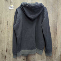 Hvy Sweatshirt Jacket, Zipper, Hood *gc, faded, clumpy, sm holes, residue, rubs, pills
