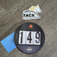 Round Show Number Holder, full #3 number set, snap, hook *vgc, older, mnr creases, mnr undone edge glue

