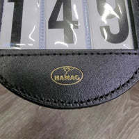 Round Show Number Holder, full #3 number set, snap, hook *vgc, older, mnr creases, mnr undone edge glue
