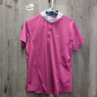 SS Show Sun Shirt, 1/2 Snap Up, Mesh Pits Snap Collar *vgc/gc, crinkled & puckered collar/Trim
