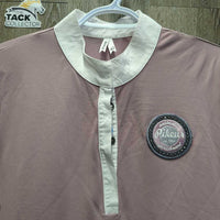 SS Polo Show Shirt, 1/2 Button Up, snap collar *vgc, puckered & crinkled collar & trim
