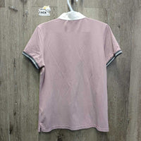 SS Polo Show Shirt, 1/2 Button Up, snap collar *vgc, puckered & crinkled collar & trim
