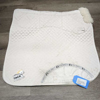 Shimmable Dressage Saddle Pad, Sheepskin Lined Top *gc, clean, puckered, dingy, rubs, pills, stains, cut tabs, older
